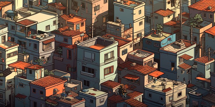 Photo gratuit l'art numérique avec le paysage et l'architecture de la ville