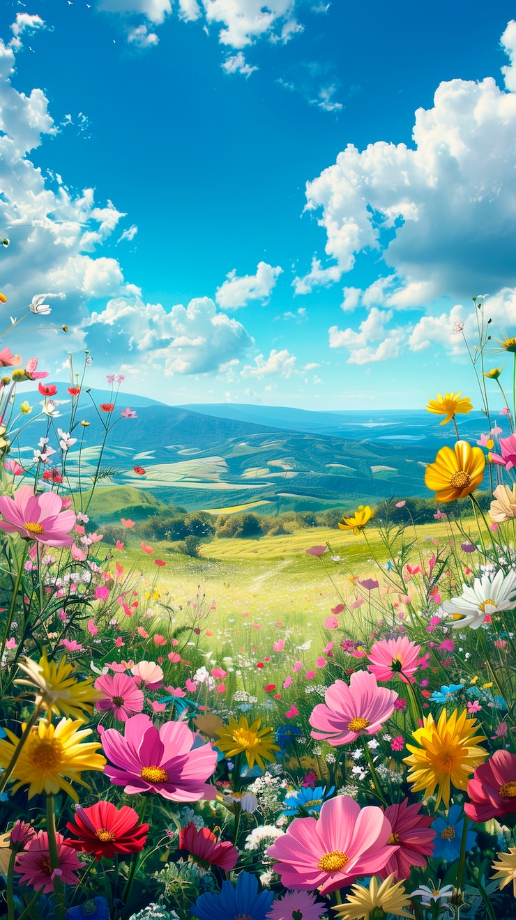 Photo gratuit l'art numérique de la peinture de paysage floral