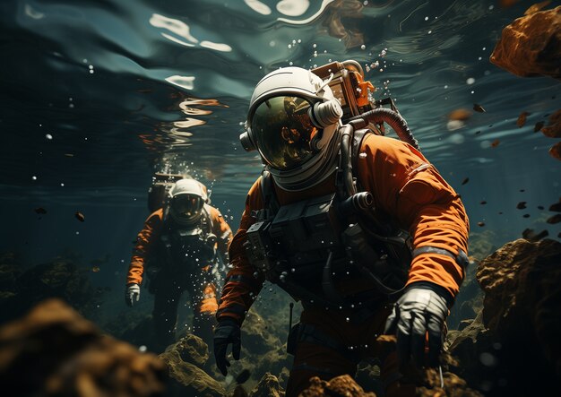 Art numérique de plongée d’astronaute