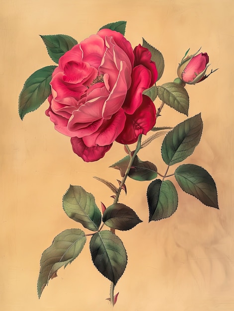 L'art numérique de la rose vintage