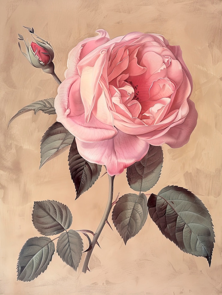 Photo gratuit l'art numérique de la rose vintage