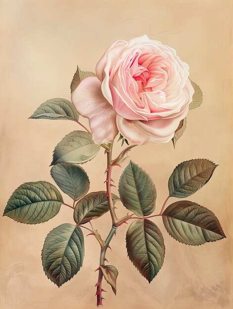 L'art numérique de la rose vintage