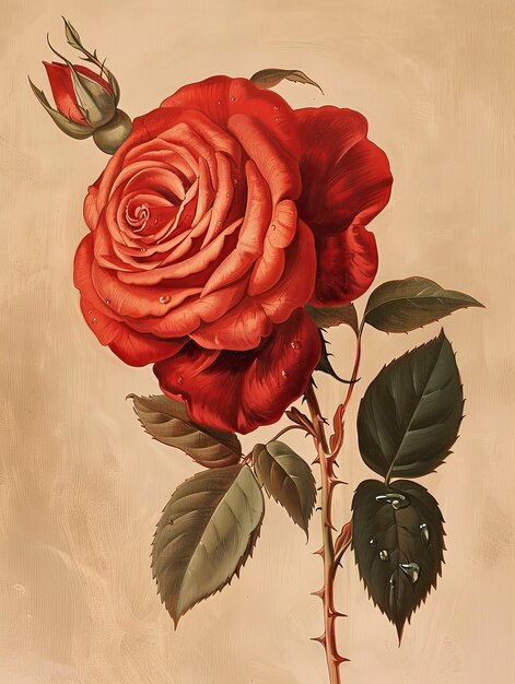 Photo gratuite l'art numérique de la rose vintage