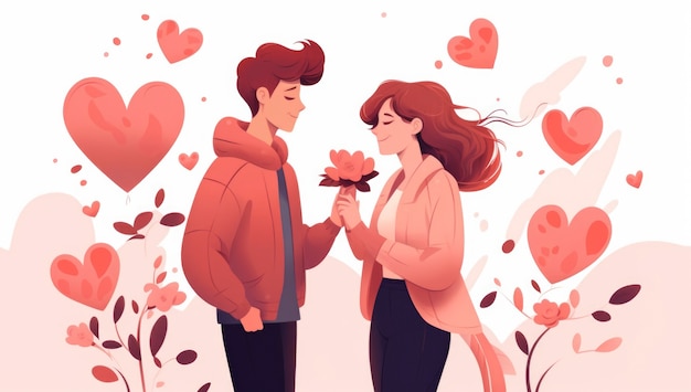 Art numérique de la Saint-Valentin avec un couple romantique