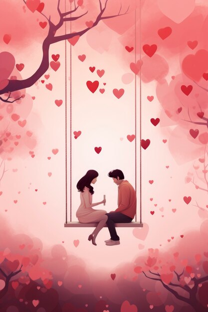 Art numérique de la Saint-Valentin avec un couple romantique
