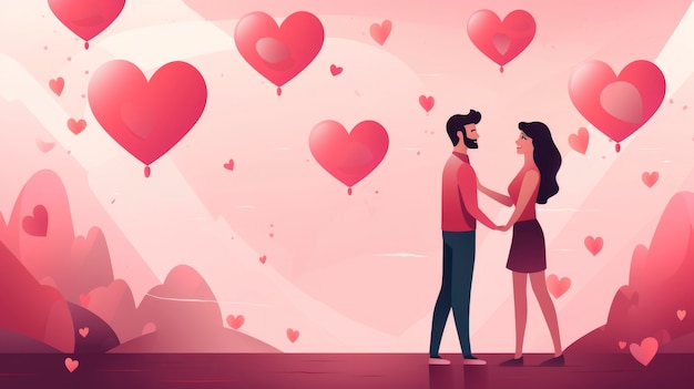 Photo gratuite art numérique de la saint-valentin avec un couple romantique