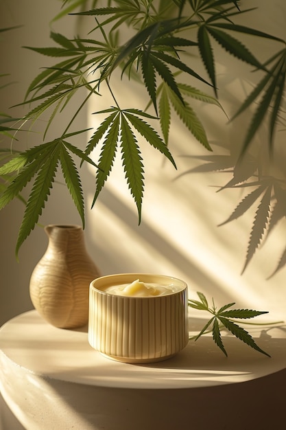 Articles cosmétiques avec des feuilles de marijuana