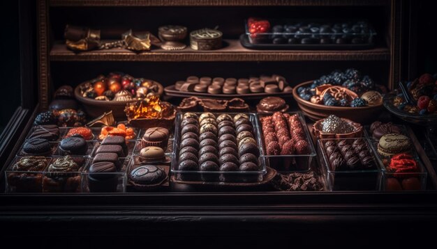 Artisanat de décoration de plateau de bonbons au chocolat maison indulgent généré par l'IA