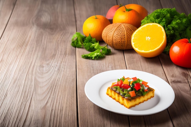 Photo gratuite une assiette de nourriture avec un morceau de pain avec des tomates dessus