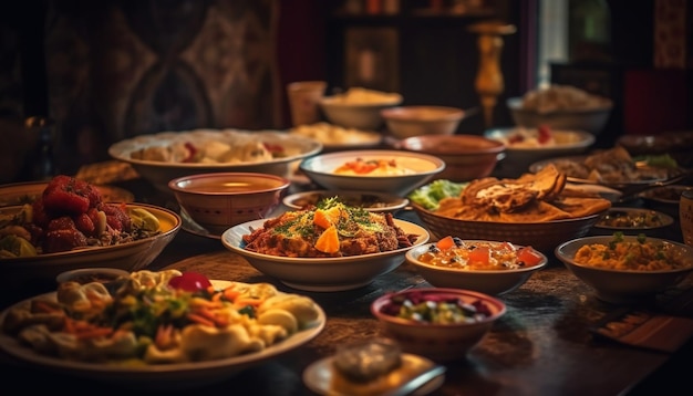 Photo gratuite assiette de salade de tacos au bœuf frais et gastronomique générée par l'ia