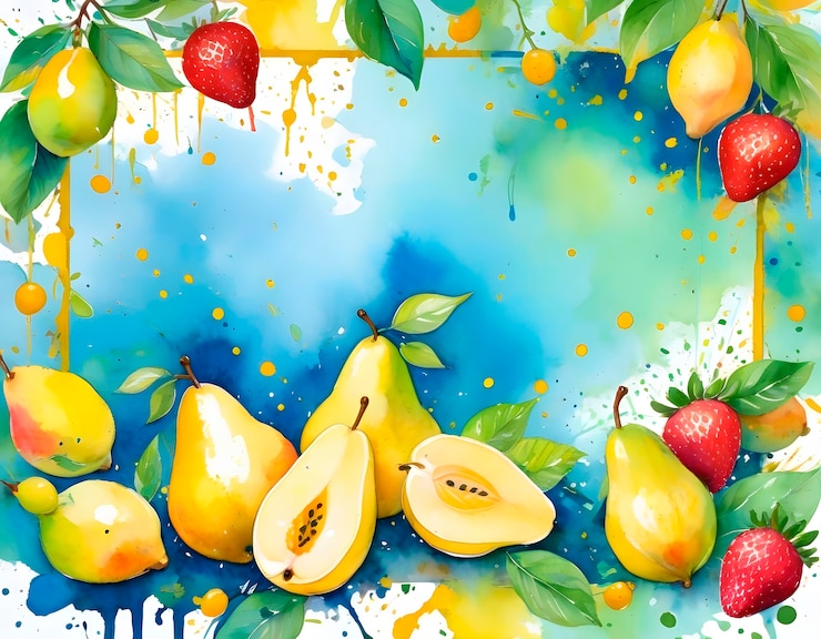 Photo gratuit assortiment d'aquarelles de fruits