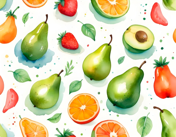 Photo gratuit assortiment d'aquarelles de fruits