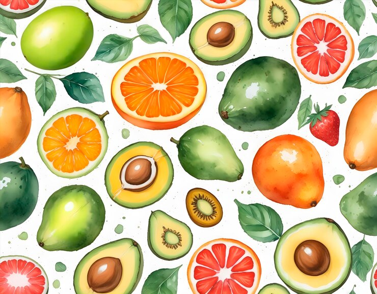 Photo gratuit assortiment d'aquarelles de fruits