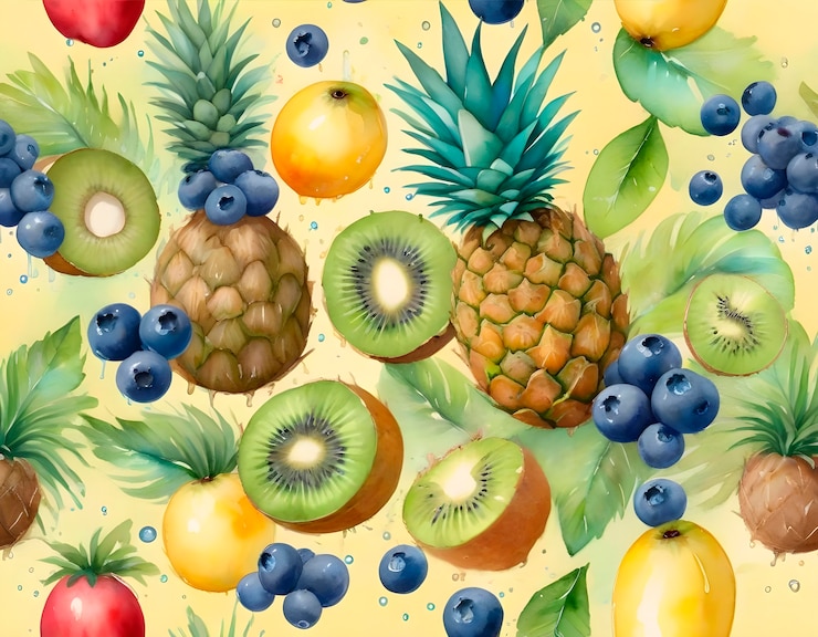Photo gratuit assortiment d'aquarelles de fruits