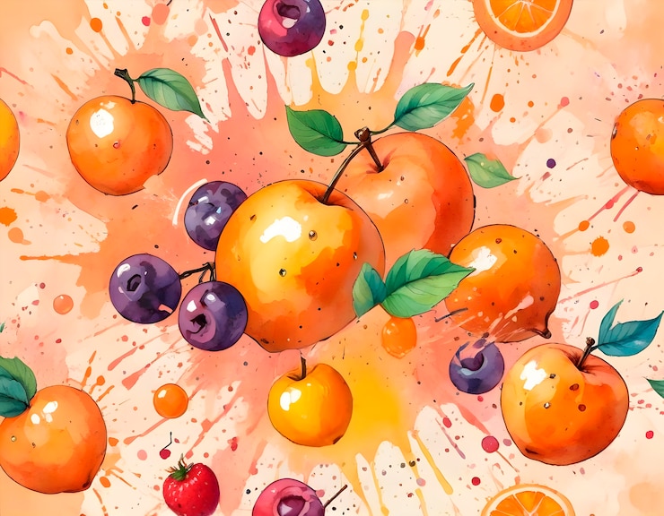 Photo gratuit assortiment d'aquarelles de fruits