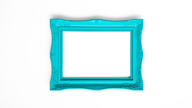 Photo gratuite assortiment de cadre vide bleu sur mur