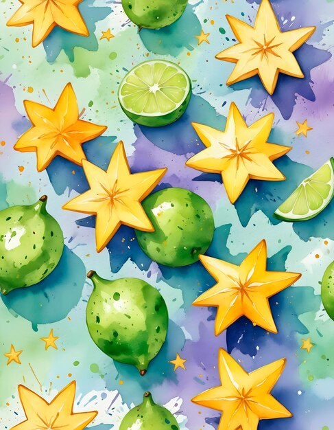 Un assortiment de délicieux fruits à l'aquarelle