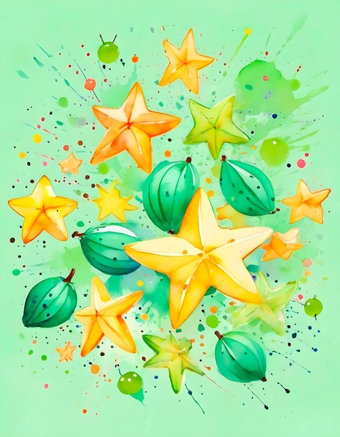 Un assortiment de délicieux fruits à l'aquarelle