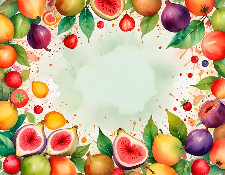 Photo gratuit un assortiment de délicieux fruits à l'aquarelle