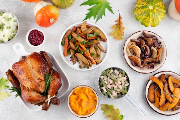 Assortiment de délicieux repas pour le jour de Thanksgiving