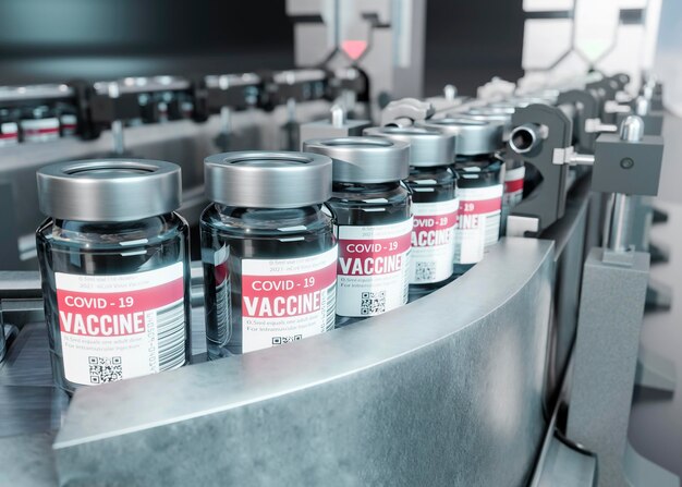 Assortiment de flacons de vaccin 3D contre le coronavirus