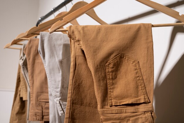 Assortiment de pantalons de couleur beige