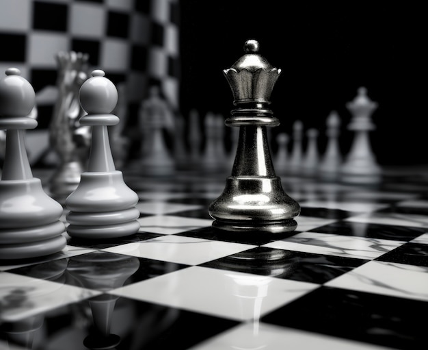 Assortiment de pièces d'échecs monochromes