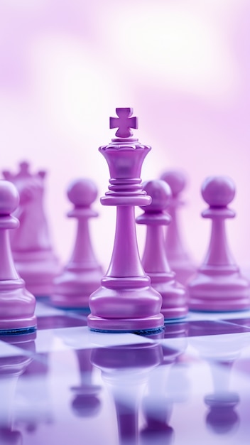 Photo gratuite assortiment de pièces d'échecs roses