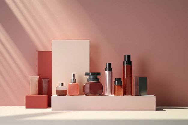 Assortiment de produits de beauté disposés sur étagère