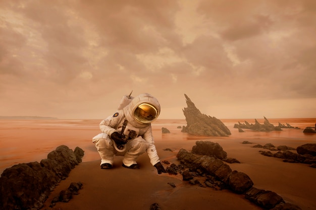 Photo gratuite astronaute sur mars collage