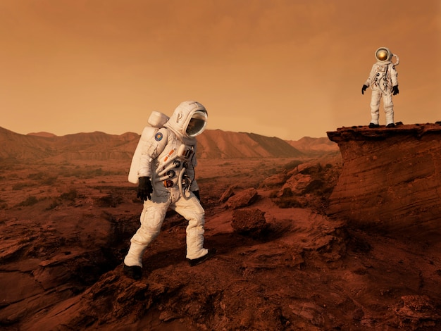 Photo gratuite astronaute sur mars collage