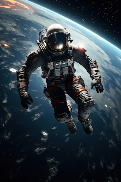 Un astronaute photoréaliste en plein plan