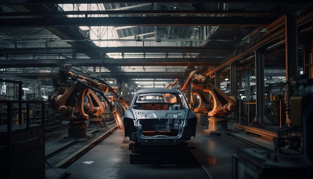 Atelier de l'industrie métallurgique construction de machines modernes pièces en acier générées par l'IA