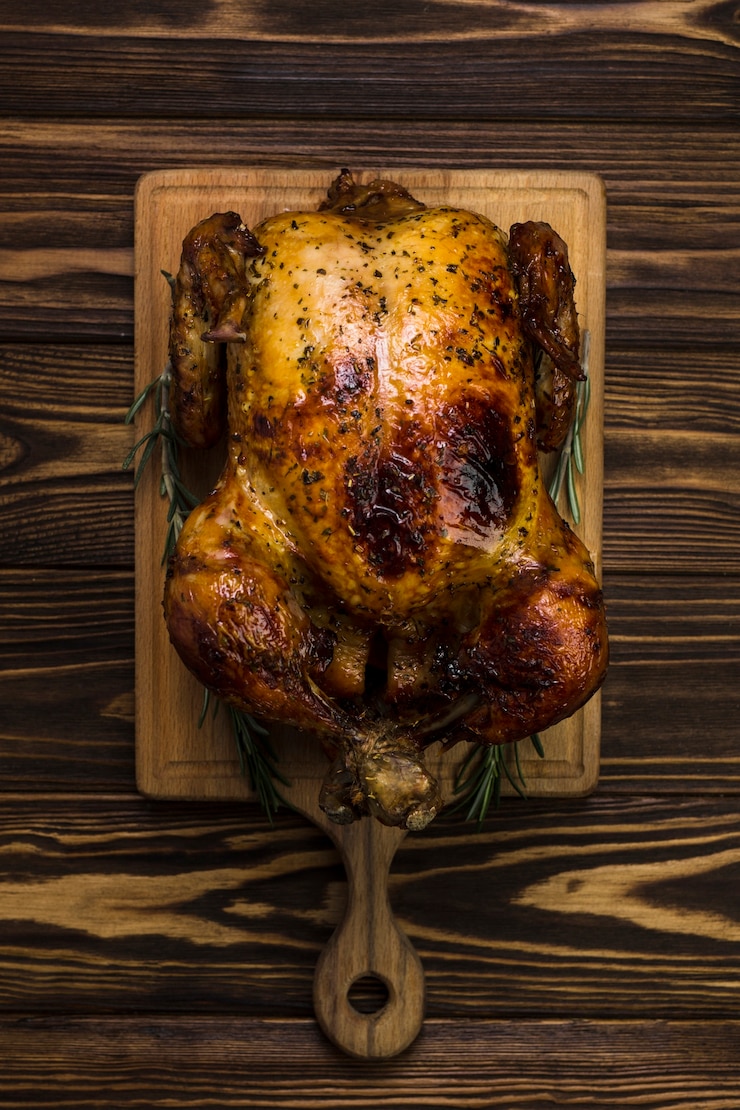 Photo gratuit d&#39;au-dessus du poulet à bord