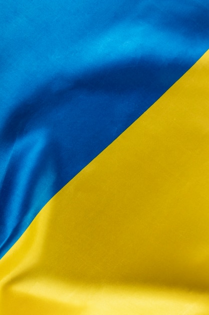 Au-dessus de la vue drapeau ukrainien still life close up