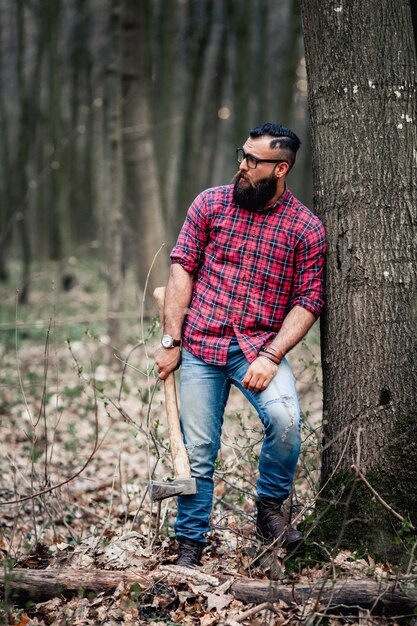 Automne à l&#39;extérieur Portrait à la mode Bois