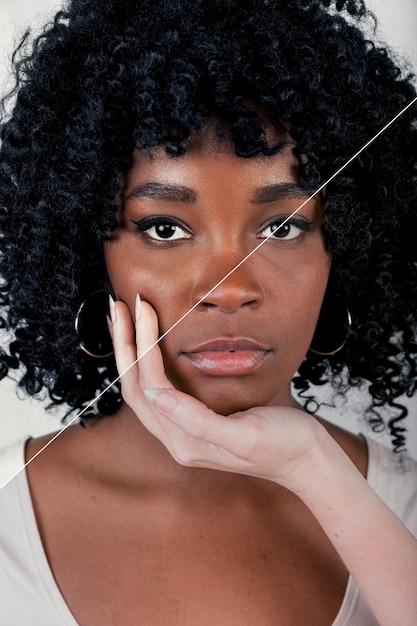 Photo gratuite avant et après portrait de femme retouché