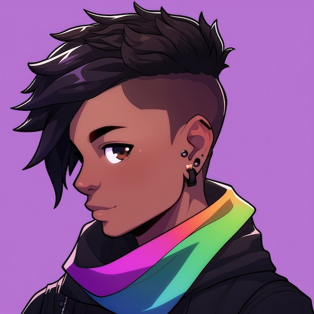 Avatar androgyne d'une personne queer non binaire