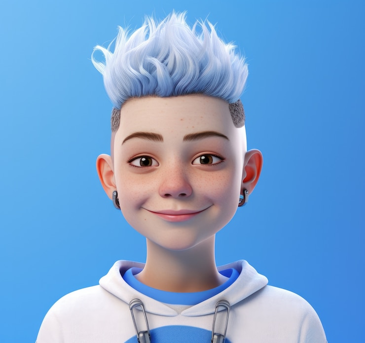 Photo gratuit avatar androgyne d'une personne queer non binaire