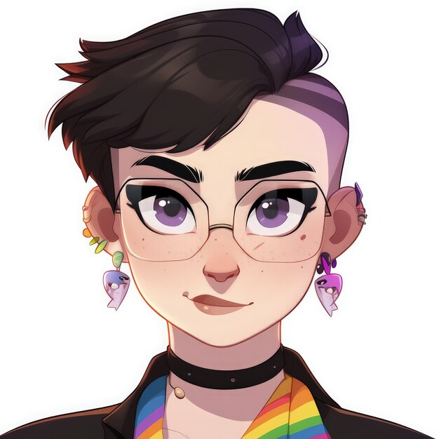 Avatar androgyne d'une personne queer non binaire