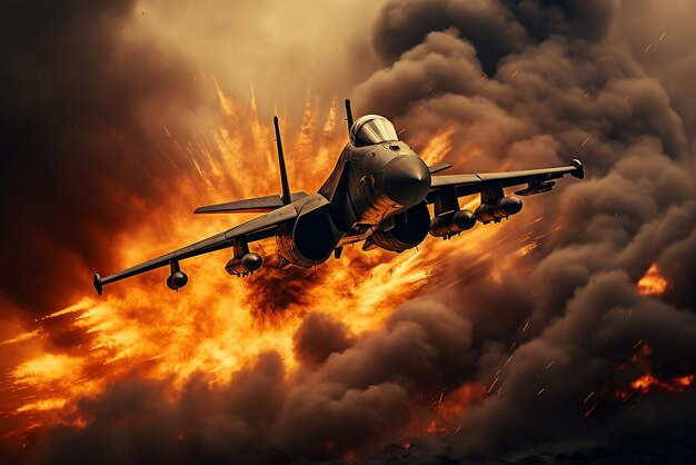 Un avion de chasse bombarde