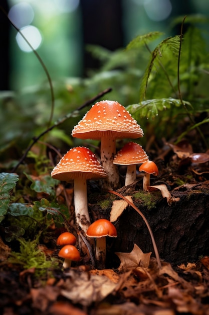 Photo gratuite avis de champignons qui poussent dans la forêt