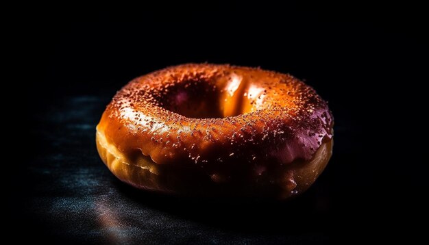 Bagel fraîchement cuit avec garniture aux graines de sésame générée par l'IA