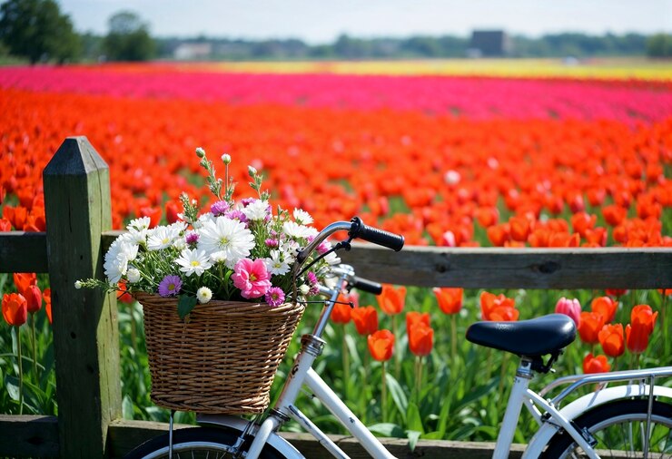 Photo gratuit une balade à vélo de printemps