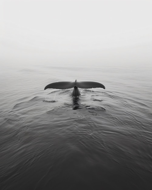 Photo gratuite la baleine dans la nature en noir et blanc