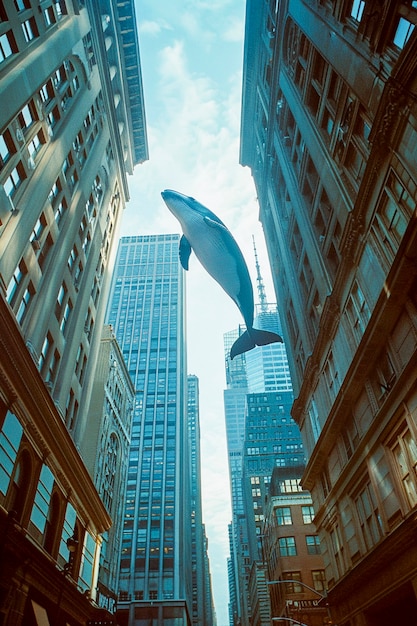 Photo gratuite une baleine fantastique dans le ciel