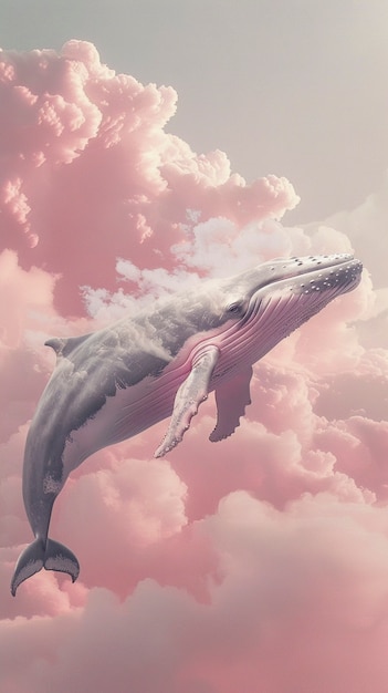 Photo gratuite une baleine fantastique dans le ciel