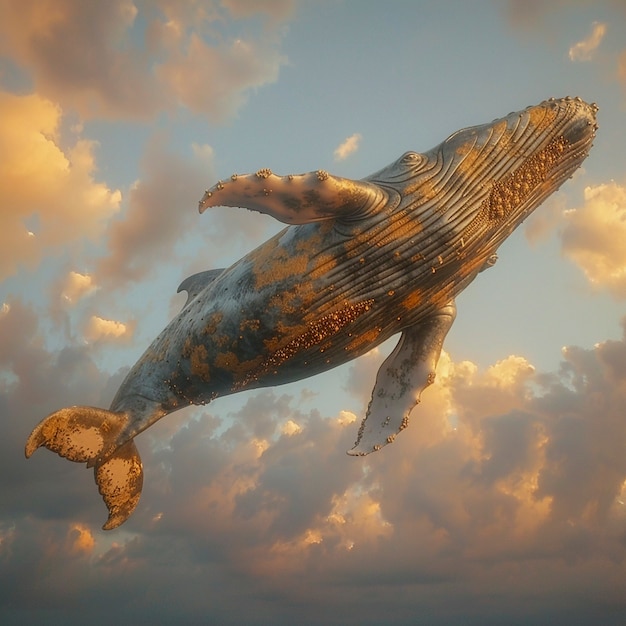 Photo gratuite une baleine fantastique dans le ciel