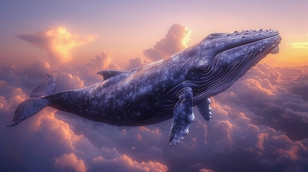 Photo gratuite une baleine fantastique dans le ciel