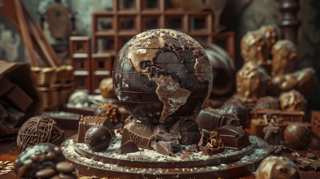 Photo gratuite la balle du monde fantastique au chocolat